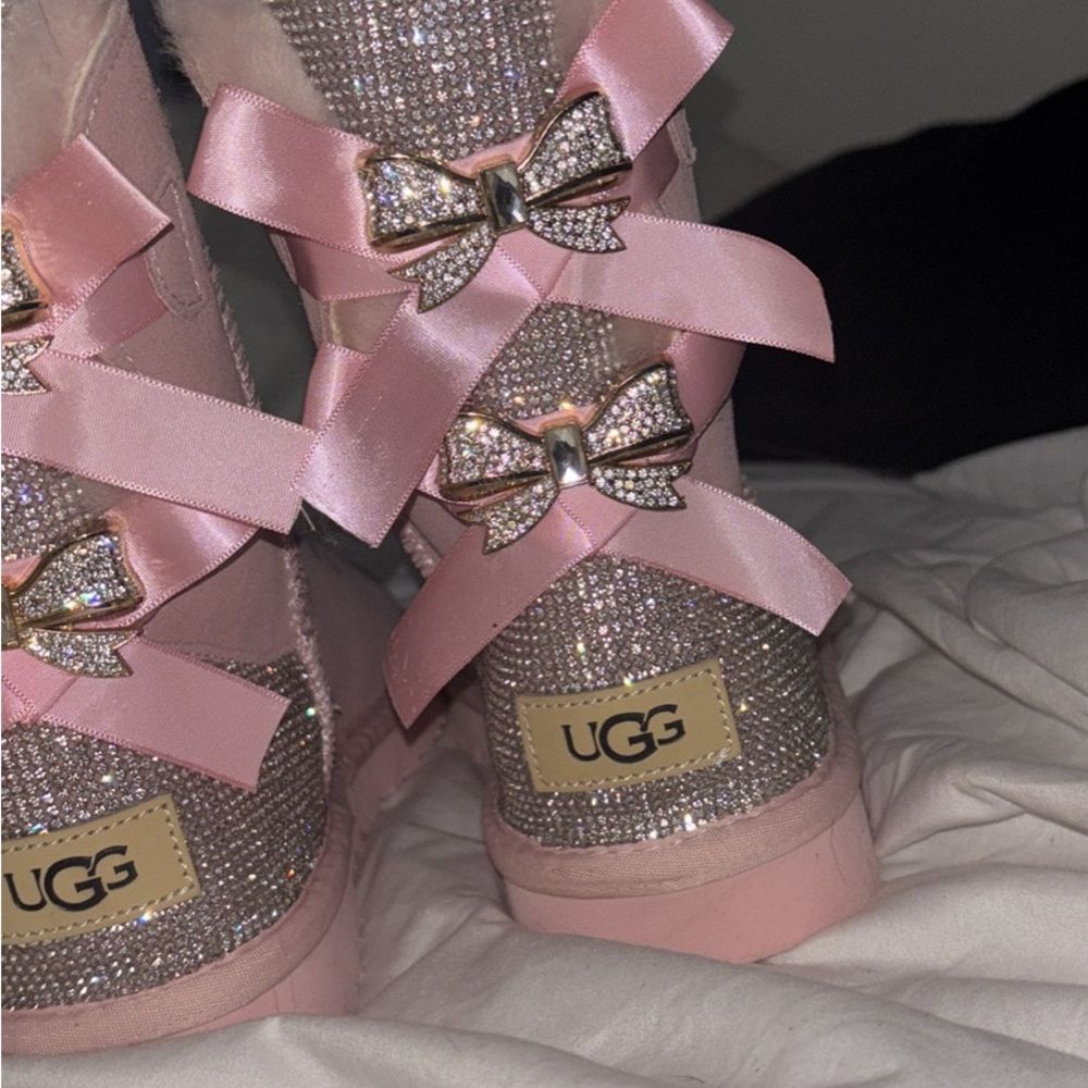 UGG Pink Glitter Boots with Bows
